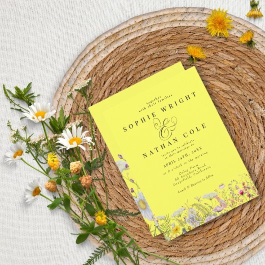 FrühlingsSummer Wildblume Lemon Yellow Boho Weddin Einladung