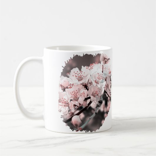 Frühlingsszenario ZierIllustration Rosa Kaffeetasse (Links)