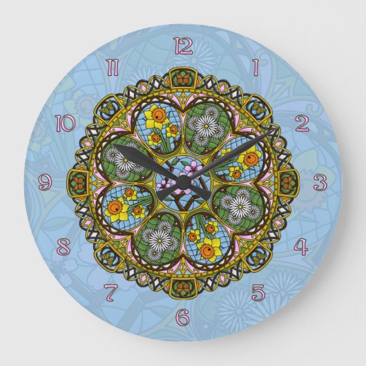 Frühlingsszenhr Große Wanduhr (Vorderseite)