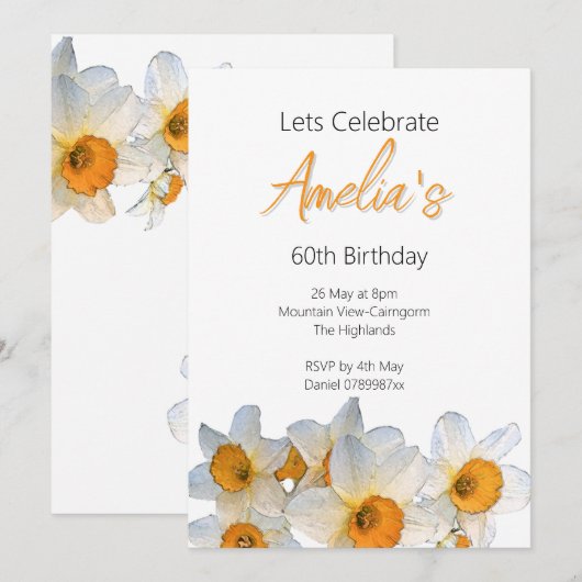 Frühlingstag daffodil Geburtstag Einladung (Vorne/Hinten)