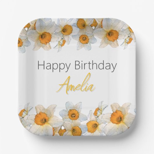 Frühlingstag daffodil Geburtstag Pappteller (Vorderseite)