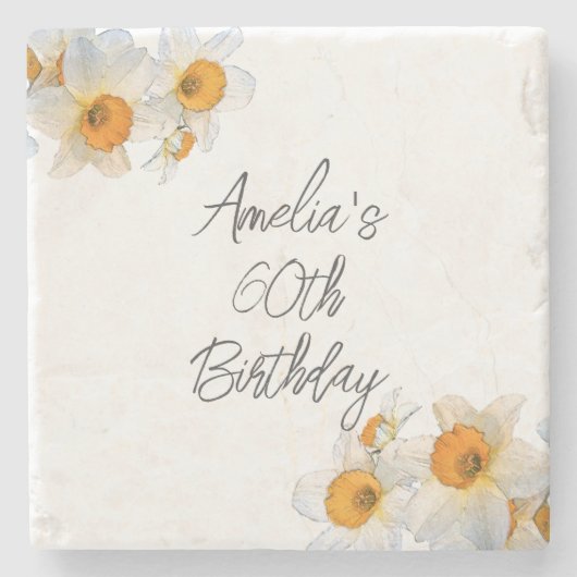 Frühlingstag daffodil Geburtstag Steinuntersetzer (Vorderseite)