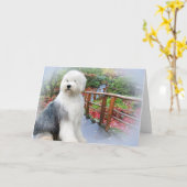 Frühlingstag der englischen Schafhunde Karte (Gelbe Blume)