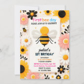 Frühlingstag Gelb erster Bienentag Geburtstag Einladung (Vorderseite)