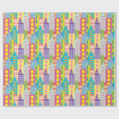 Frühlingstag in der Stadt Geschenkpapier (Flach)