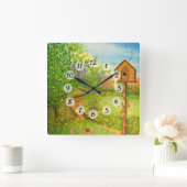 Frühlingstag Quadratische Wanduhr (Zuhause)