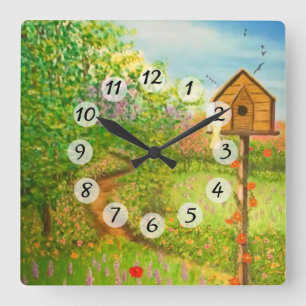Frühlingstag Quadratische Wanduhr