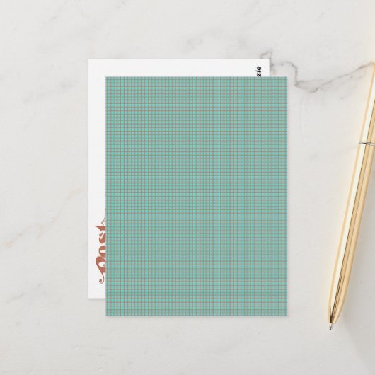 Frühlingstage: Karierte Frühlingsmuster Postkarte (Vorderseite/Rückseite Beispiel)