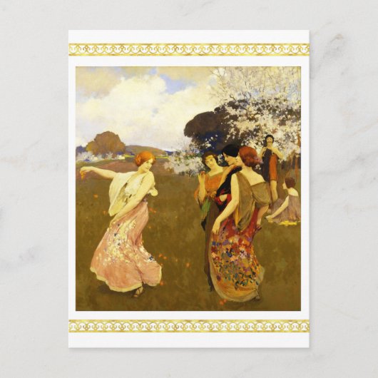 Frühlingstanz, Arthur F. Mathews Postkarte (Vorderseite)