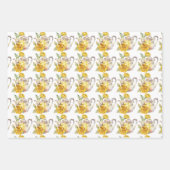 Frühlingstee Party Gelbe Teeköpfe und Rose Geschenkpapier Set (Vorderseite 3)