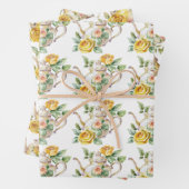 Frühlingstee Party Gelbe Teeköpfe und Rose Geschenkpapier Set (Beispiel)