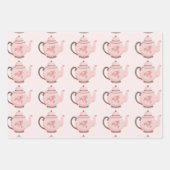 Frühlingstee Party Pink Wrapping Paper Geschenkpapier Set (Vorderseite)