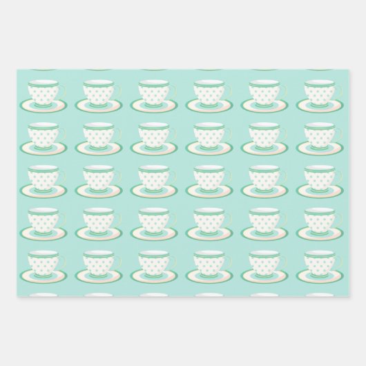 Frühlingstee Party Türkis und Gelb Geschenkpapier Set (Vorderseite 2)