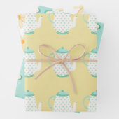 Frühlingstee Party Türkis und Gelb Geschenkpapier Set (Beispiel)