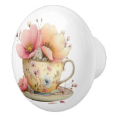 Frühlingsteetasse mit Tulpen Keramikknauf (Rechts)