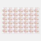 Frühlingsteppi Party Rosa Teeköpfe und Rose Geschenkpapier Set (Vorderseite 2)