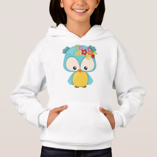 Frühlingstiere, Niedliche Eule, kleine Eule, Blume Hoodie (Vorderseite)