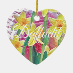 Frühlingstraffe Blume Gelb und Rosa personalisiere Keramik Ornament