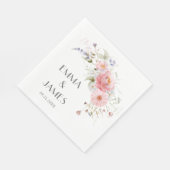 Frühlingstraffe Wildblumen Rosa Weiße Hochzeit Nap Serviette (Ecke)
