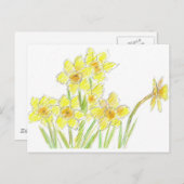 Frühlingstriche Gelbe Blume Postkarte (Vorne/Hinten)