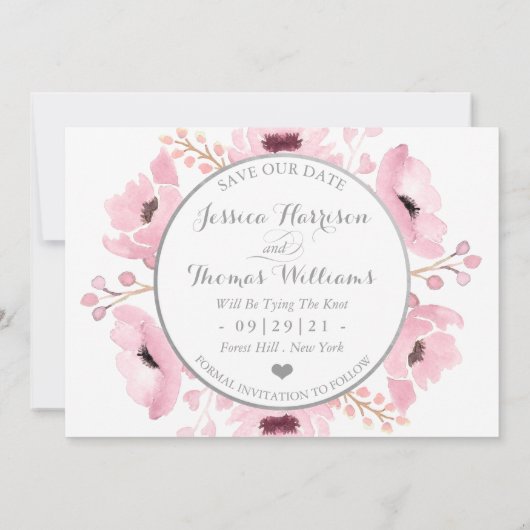 Frühlingstriche Wasserfarben Save the Date (Rückseite)