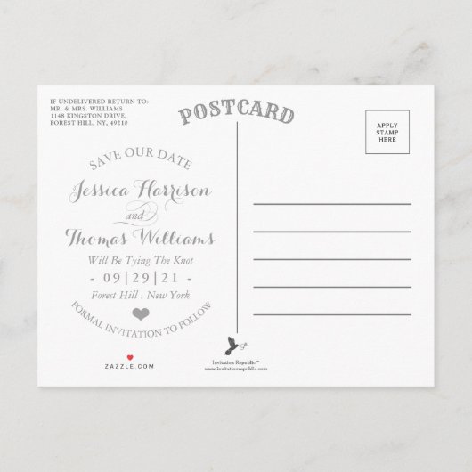 Frühlingstriche Wasserfarben Save the Date Ankündigungspostkarte (Rückseite)