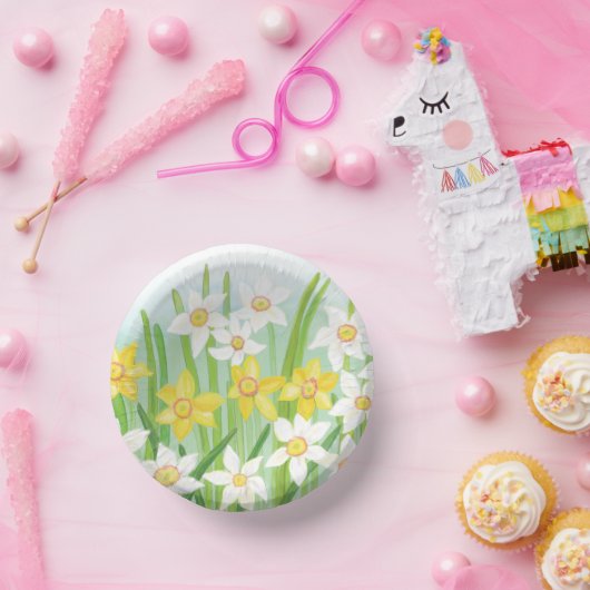 Frühlingstrockner aus Weiß und Gelb Pappteller (Party)