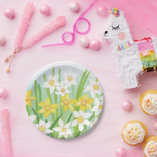 Frühlingstrockner aus Weiß und Gelb Pappteller (Party)