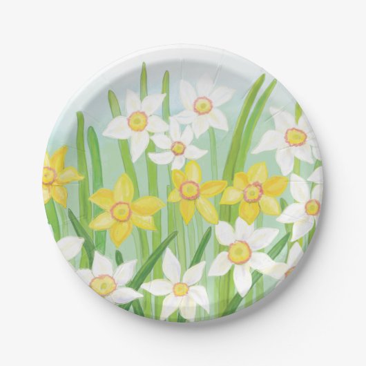 Frühlingstrockner aus Weiß und Gelb Pappteller (Vorderseite)