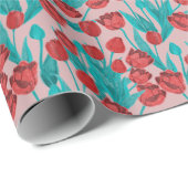 Frühlingstulips, handgezeichnet Blumenmuster Geschenkpapier (Rolleneckpunkt)