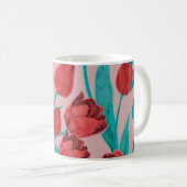 Frühlingstulips, handgezeichnet Blumenmuster Kaffeetasse (VorderseiteRechts)