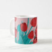 Frühlingstulips, handgezeichnet Blumenmuster Kaffeetasse (Vorderseite Links)