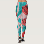 Frühlingstulips, handgezeichnet Blumenmuster Leggings (Rückseite)