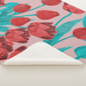 Frühlingstulips, handgezeichnet Blumenmuster Sherpadecke (3/4)