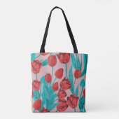 Frühlingstulips, handgezeichnet Blumenmuster Tasche (Rückseite)