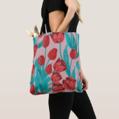 Frühlingstulips, handgezeichnet Blumenmuster Tasche (Von Nahem)