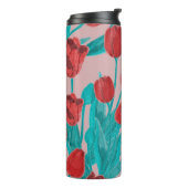 Frühlingstulips, handgezeichnet Blumenmuster Thermosbecher (Nach links gedreht)
