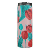 Frühlingstulips, handgezeichnet Blumenmuster Thermosbecher (Rückseite)