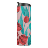 Frühlingstulips, handgezeichnet Blumenmuster Thermosbecher (Nach rechts gedreht)