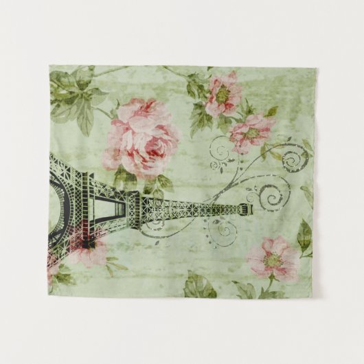 Frühlingstwinzige, rosa, blumengeschmückte Perisei Wandteppich (Vorderseite (Horizontal))