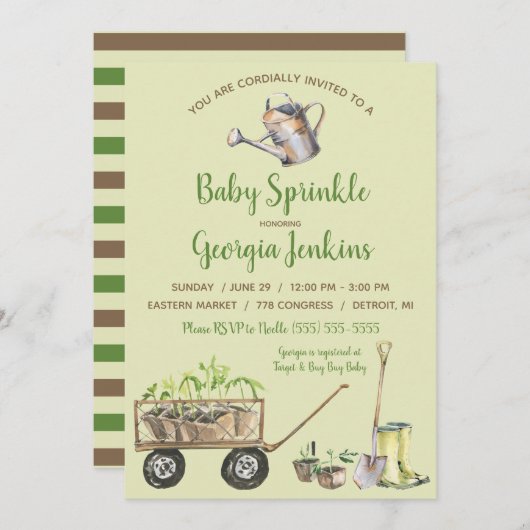 Frühlingsvegetation Garden Watering kann Baby Spri Einladung (Vorne/Hinten)