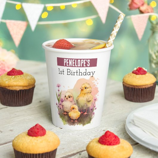 Frühlingsvibes Chicks - 1. Geburtstag - Pappbecher
