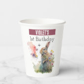 Frühlingsvibes Rabbit - 1. Geburtstag - Pappbecher (Rückseite)