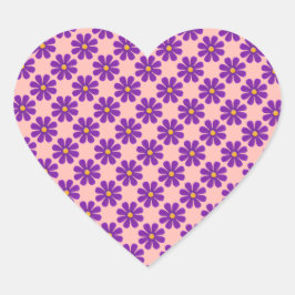Frühlingsviolette Blumen Herz-Aufkleber