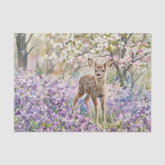 Frühlingsvioletter Phlox und Rehkitz Seidenpapier (Vorderseite)