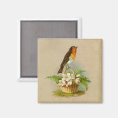 Frühlingsvogel auf Korb Magnet (Vorderseite/Rückseite)