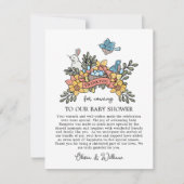 Frühlingsvögel Danke, Baby Shower Card Dankeskarte (Vorderseite)