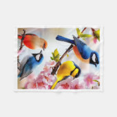 Frühlingsvögel Floraldecke Fleecedecke (Vorderseite (Horizontal))