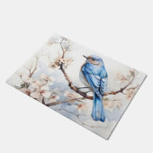 Frühlingsvogel im blühenden Baum Fußmatte (Schrägansicht)