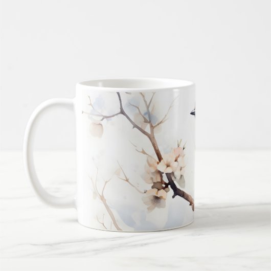 Frühlingsvogel im blühenden Baum Kaffeetasse (Links)